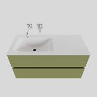 Boss & Wessing Badkamermeubel Solid Surface BWS Oslo 100x46 cm Links Mat Groen (zonder kraangaten)