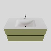 Boss & Wessing Badkamermeubel Solid Surface BWS Oslo 100x46 cm Midden Mat Groen (met 1 kraangat)