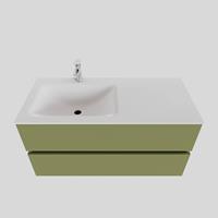 Boss & Wessing Badkamermeubel Solid Surface BWS Oslo 100x46 cm Links Mat Groen (met 1 kraangat)