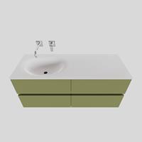 Boss & Wessing Badkamermeubel Solid Surface BWS Stockholm 120x46 cm Links Mat Groen 4 Laden (zonder kraangaten)