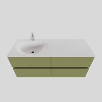 Boss & Wessing Badkamermeubel Solid Surface BWS Stockholm 120x46 cm Links Mat Groen 4 Laden (met 1 kraangat)