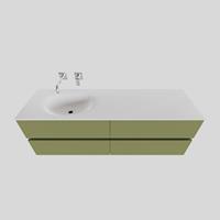 Boss & Wessing Badkamermeubel Solid Surface BWS Stockholm 150x46 cm Links Mat Groen 4 Laden (zonder kraangaten)