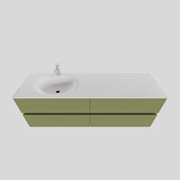 Boss & Wessing Badkamermeubel Solid Surface BWS Stockholm 150x46 cm Links Mat Groen 4 Laden (met 1 kraangat)