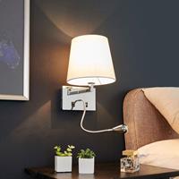 Lampenwelt.com Stoffen wandlamp Leonella met LED leeslampje