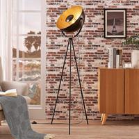 Lampenwelt.com Zwart-gouden tripod vloerlamp Meline