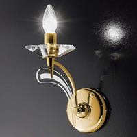 Mettallux Wandlamp ICARO, 1-lichts met kristalglas, goud