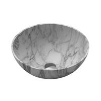 Saniclass Java Marble waskom 42x42x15cm rond marmer wit 18809