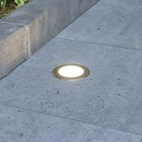 Lampenwelt.com Ronde LED grondspot inbouwlamp Doris, rvs