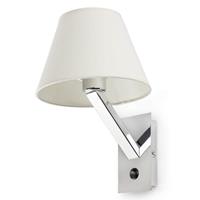 Faro Moma-1 - wandverlichting met schakelaar - 12 x 26 x 35 cm - chroom en wit