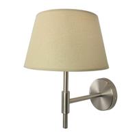 Mitic wandlamp nikkel look met beige textiel kap moderne wandlamp Faro Spaans design