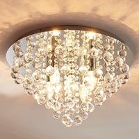 Lampenwelt.com Fonkelende plafondlamp Annica met chromen plaat