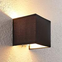 Lampenwelt.com Stoff-Wandlampe Adea mit Schalter, 13 cm, schwarz