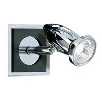 Searchlight Comet - wandverlichting met schakelaar - 9 x 9 x 9 cm - chroom en zwart