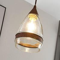 Lampenwelt.com Glazen hanglamp Millina, roestbruin, 1-lamps