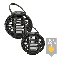 Slk Set van twee stuks Solar Lantaarn Basket Small en Medium Rotanlook lamp op zonne energie
