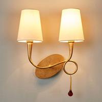 Mantra Wandlamp Paola m 2 lampjes goud m textiel lampenk