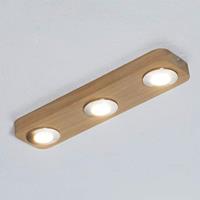 Spot-Light Langwerpige houten plafondlamp Sunniva met LED's