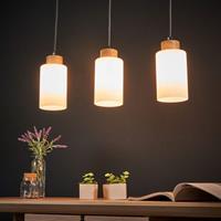 Spot-Light Hanglamp Bosco met balken geolied eiken 3-lamps