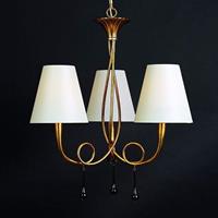 Mantra Wandlamp Paola m 3 lampjes goud m textiel lampenk