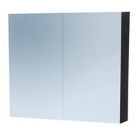 Saniclass Dual spiegelkast 80x70x15 indirecte LED verlichting 2 deuren black wood 7767