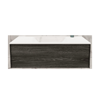 Boss & Wessing Badkamermeubel BWS Madrid Washed Oak 100x45x30 cm Mat Witte Solid Surface Wastafel (0 kraangaten)