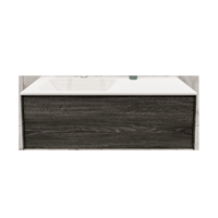 Boss & Wessing Badkamermeubel BWS Madrid Washed Oak 100x45x30 cm Mat Witte Solid Surface Wastafel Links (1 kraangat)