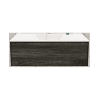 Boss & Wessing Badkamermeubel BWS Madrid Washed Oak 120x45x30 cm Mat Witte Solid Surface Wastafel (1 kraangat)