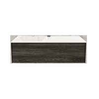 Boss & Wessing Badkamermeubel BWS Madrid Washed Oak 120x45x30 cm Mat Witte Solid Surface Wastafel Links (1 kraangat)