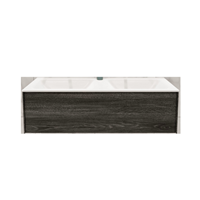 Boss & Wessing Badkamermeubel BWS Madrid Washed Oak 120x45x30 cm Mat Witte Solid Surface Wastafel Dubbel (0 kraangaten)