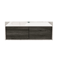 Boss & Wessing Badkamermeubel BWS Madrid Washed Oak 120x45x30 cm Mat Witte Solid Surface Wastafel Links (2 lades, 0 kraangaten)