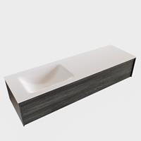 Boss & Wessing Badkamermeubel BWS Madrid Washed Oak 150x45x30 cm Mat Witte Solid Surface Wastafel Links (0 kraangaten)