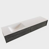 Boss & Wessing Badkamermeubel BWS Madrid Washed Oak 180x45x30 cm Mat Witte Solid Surface Wastafel Links (2 lades, 1 kraangat)