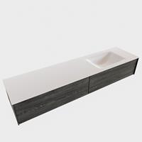 Boss & Wessing Badkamermeubel BWS Madrid Washed Oak 180x45x30 cm Mat Witte Solid Surface Wastafel Rechts (2 lades, 1 kraangat)