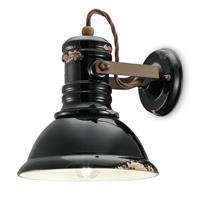 Ferro Luce Keramieken wandlamp C1693 industriële stijl zwart