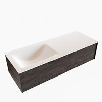 Boss & Wessing Badkamermeubel BWS Madrid Dark Brown 120x45x30 cm Mat Witte Solid Surface Wastafel Links (0 kraangaten)