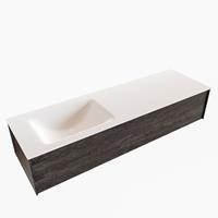 Boss & Wessing Badkamermeubel BWS Madrid Dark Brown 150x45x30 cm Mat Witte Solid Surface Wastafel Links (1 kraangat)