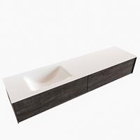 Boss & Wessing Badkamermeubel BWS Madrid Dark Brown 180x45x30 cm Mat Witte Solid Surface Wastafel Links (2 lades, 0 kraangaten)