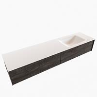 Boss & Wessing Badkamermeubel BWS Madrid Dark Brown 180x45x30 cm Mat Witte Solid Surface Wastafel Rechts (2 lades, 0 kraangaten)