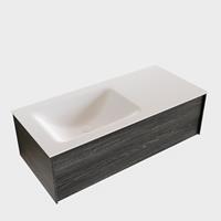 Boss & Wessing Badkamermeubel BWS Madrid Antraciet 100x45x30 cm Mat Witte Solid Surface Wastafel Links (1 kraangat)