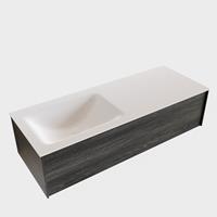 Boss & Wessing Badkamermeubel BWS Madrid Antraciet 120x45x30 cm Mat Witte Solid Surface Wastafel Links (1 kraangat)