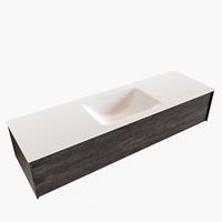 Boss & Wessing Badkamermeubel BWS Madrid Dark Brown 150x45x30 cm Mat Witte Solid Surface Wastafel (0 kraangaten)