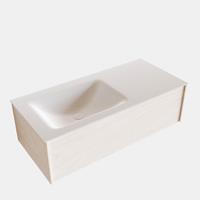 Boss & Wessing Badkamermeubel BWS Madrid Wit 100x45x30 cm Mat Witte Solid Surface Wastafel Links (0 kraangaten)