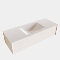 Boss & Wessing Badkamermeubel BWS Madrid Wit 120x45x30 cm Mat Witte Solid Surface Wastafel (0 kraangaten)