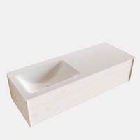 Boss & Wessing Badkamermeubel BWS Madrid Wit 120x45x30 cm Mat Witte Solid Surface Wastafel Links (1 kraangat)