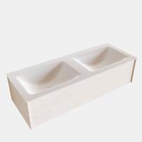 Boss & Wessing Badkamermeubel BWS Madrid Wit 120x45x30 cm Mat Witte Solid Surface Wastafel Dubbel (2 kraangaten)