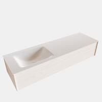 Boss & Wessing Badkamermeubel BWS Madrid Wit 150x45x30 cm Mat Witte Solid Surface Wastafel Links (1 kraangat)