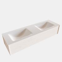 Boss & Wessing Badkamermeubel BWS Madrid Wit 150x45x30 cm Mat Witte Solid Surface Wastafel Dubbel (2 kraangaten)