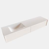 Boss & Wessing Badkamermeubel BWS Madrid Wit 180x45x30 cm Mat Witte Solid Surface Wastafel Links (2 lades, 1 kraangat)