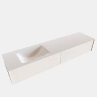 Boss & Wessing Badkamermeubel BWS Madrid Wit 180x45x30 cm Mat Witte Solid Surface Wastafel Links (2 lades, 0 kraangaten)