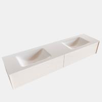 Boss & Wessing Badkamermeubel BWS Madrid Wit 180x45x30 cm Mat Witte Solid Surface Wastafel Dubbel (2 lades, 2 kraangaten)